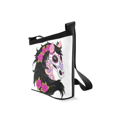 Sugar Skull Horse Pink Roses Crossbody Bags (Model 1613)