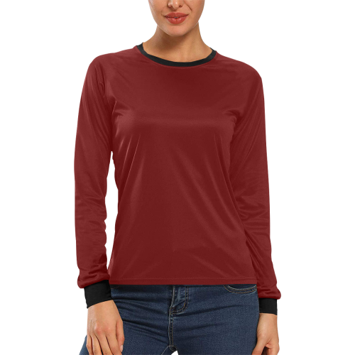 color blood red Women's All Over Print Long Sleeve T-shirt (Model T51)