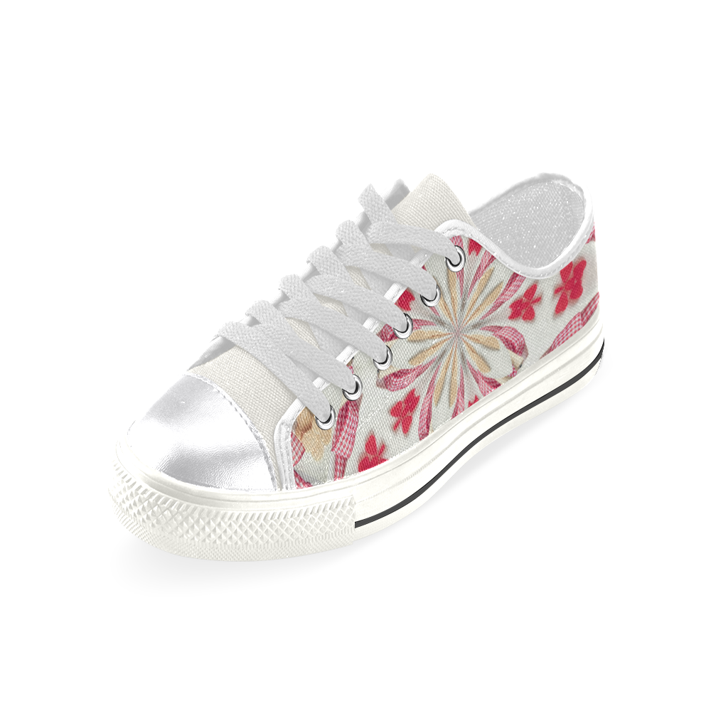 Love and Romance Gingham and Heart Shapped Cookies Women's Classic Canvas Shoes (Model 018)