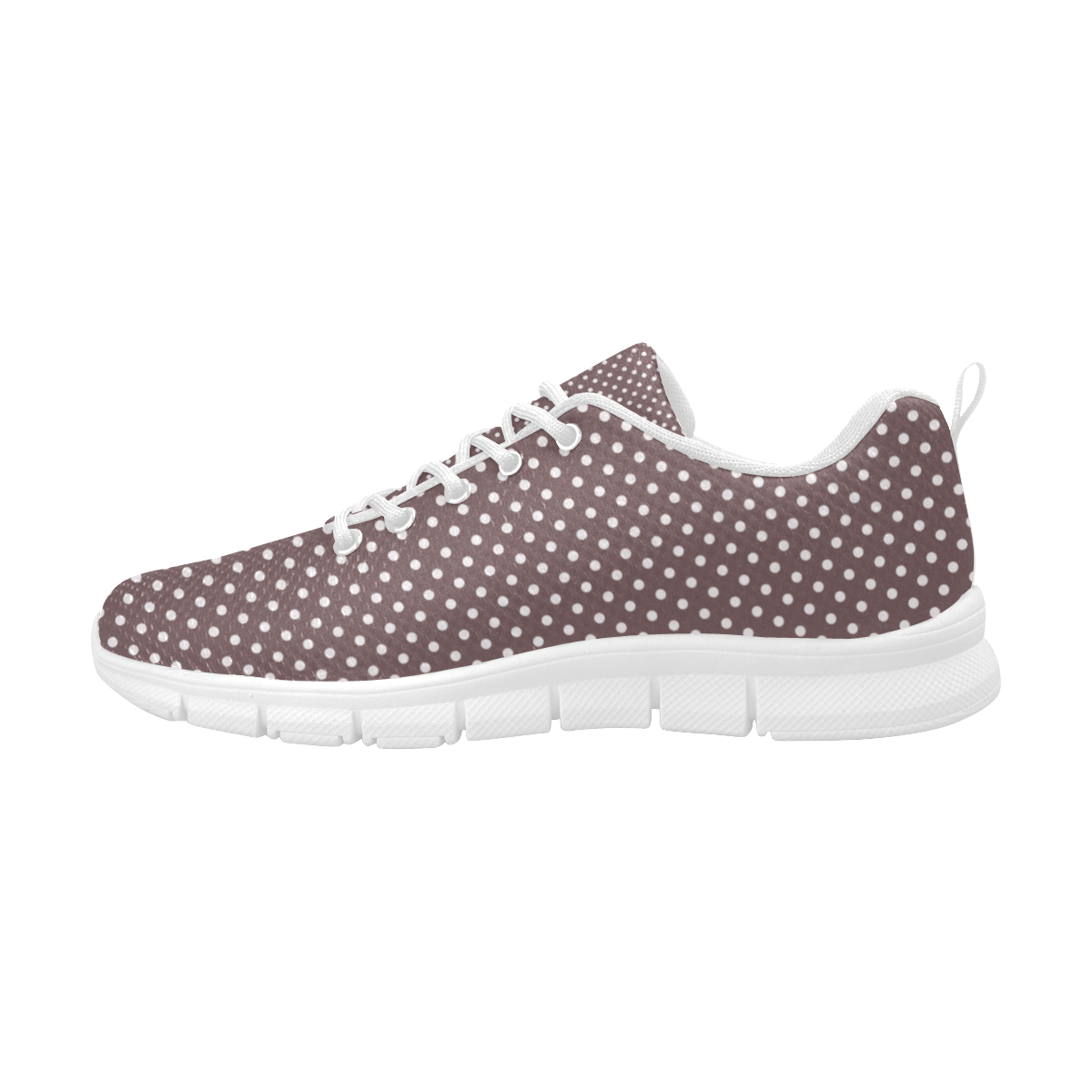Chocolate brown polka dots Women's Breathable Running Shoes/Large (Model 055)