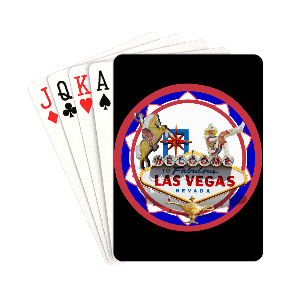 LasVegasIcons Poker Chip - Vegas Sign on Black Playing Cards 2.5"x3.5"