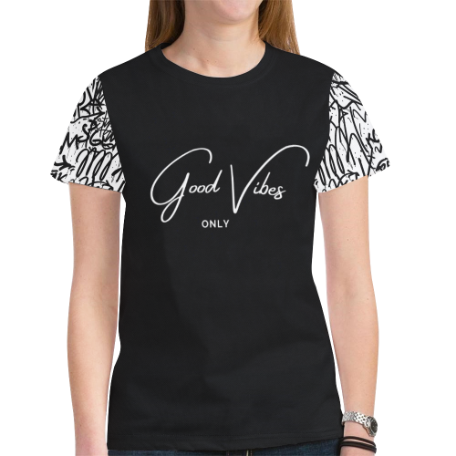 T shirt Black Graffti 1 GV New All Over Print T-shirt for Women (Model T45)