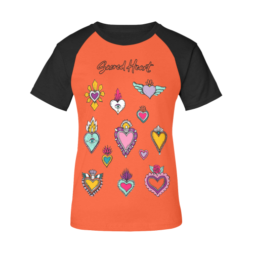 SACRED HEART - EX VOTO - Multicolor Women's Raglan T-Shirt/Front Printing (Model T62)