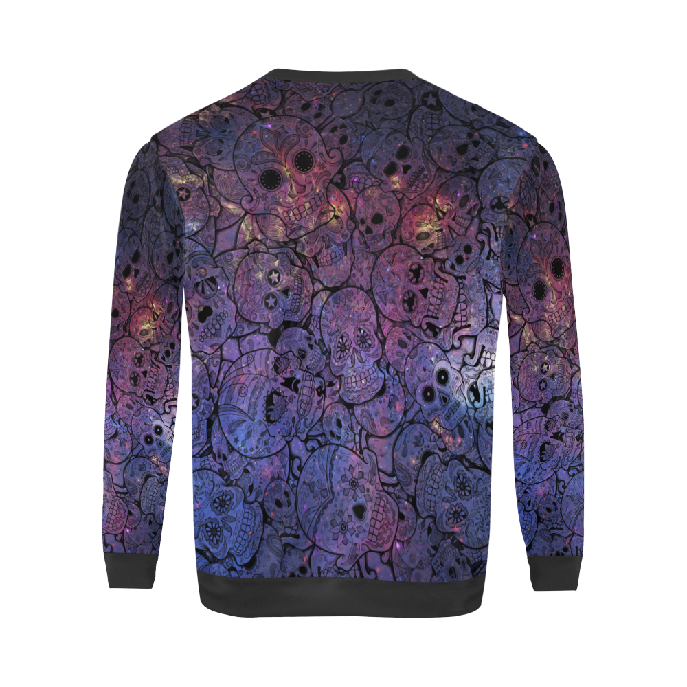 Cosmic Sugar Skulls All Over Print Crewneck Sweatshirt for Men/Large (Model H18)