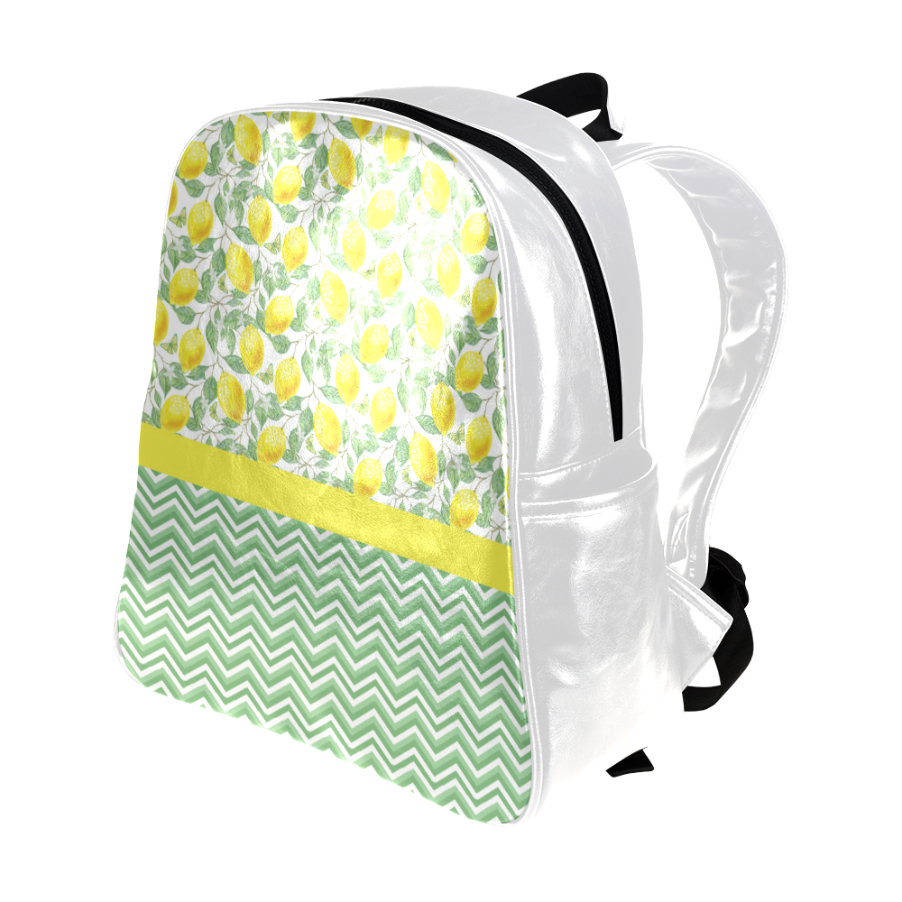 Lemons With Chevron 2 Multi-Pockets Backpack (Model 1636)