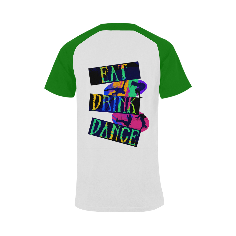 Break Dancing Colorful / Green Men's Raglan T-shirt (USA Size) (Model T11)
