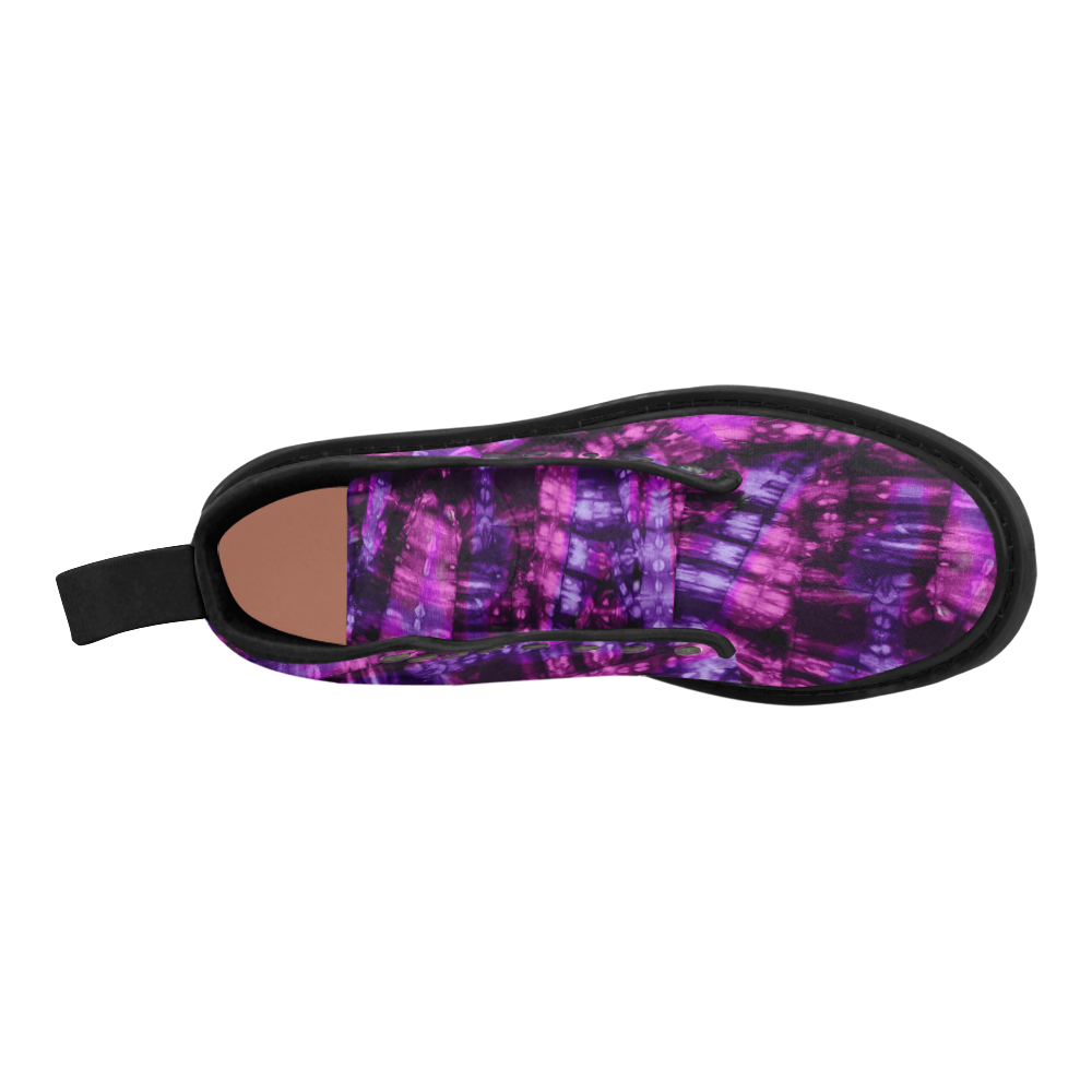 Pink N Purple Shibori Tie Dye Martin Boots for Women (Black) (Model 1203H)