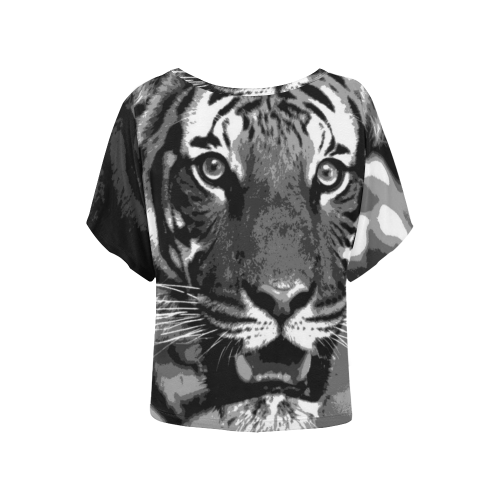 TIGER 15 Women's Batwing-Sleeved Blouse T shirt (Model T44)