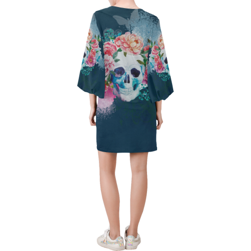 Amazing Hippie Skull Bell Sleeve Dress (Model D52)