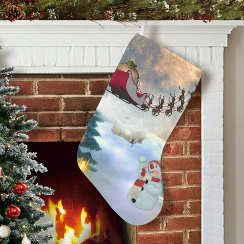 Santa Claus in the night Christmas Stocking (Without Folded Top)