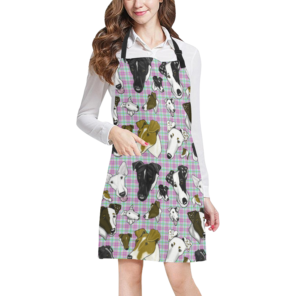 Smooth fox Terrier Plaid Pastel All Over Print Apron