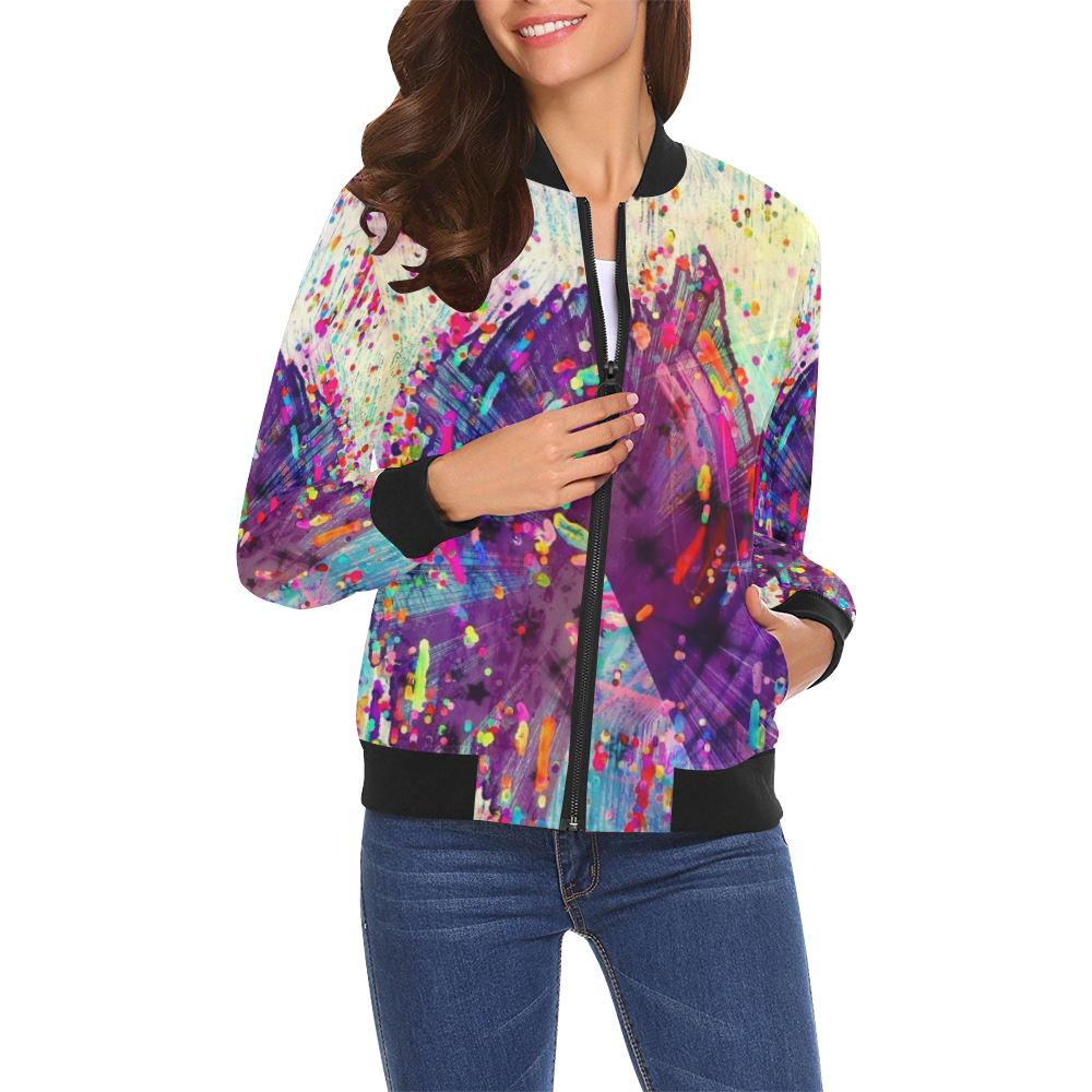 Paint Popart by Nico Bielow All Over Print Bomber Jacket for Women (Model H19)