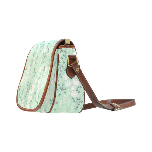 Mint Floral Pattern Saddle Bag/Large (Model 1649)