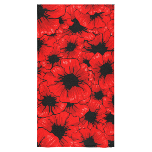 Red Hibiscus Flowers Bath Towel 30"x56"