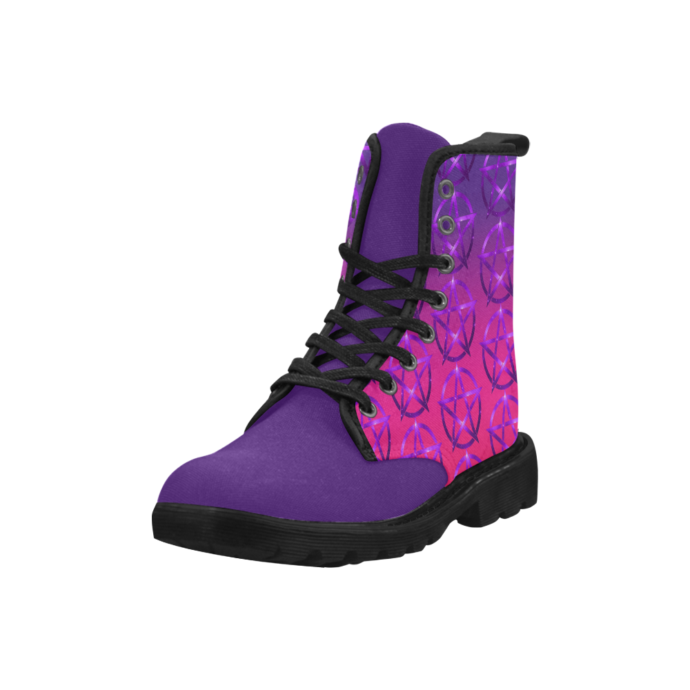 Purple Rainbow Pentacle Halloween Cheeky Witch Martin Boots for Women (Black) (Model 1203H)