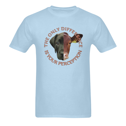 Vegan Cow and Dog Design with Slogan Sunny Men's T- shirt (Model T06)