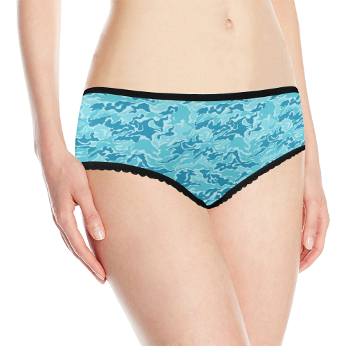 Light Blue Camouflage Pattern Women's All Over Print Classic Briefs (Model L13)