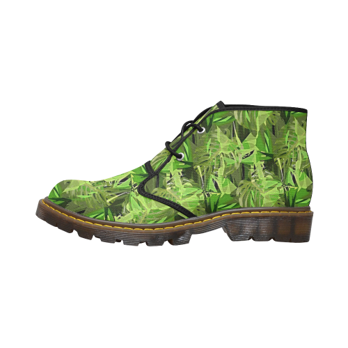 Tropical Jungle Leaves Camouflage Women's Canvas Chukka Boots/Large Size (Model 2402-1)