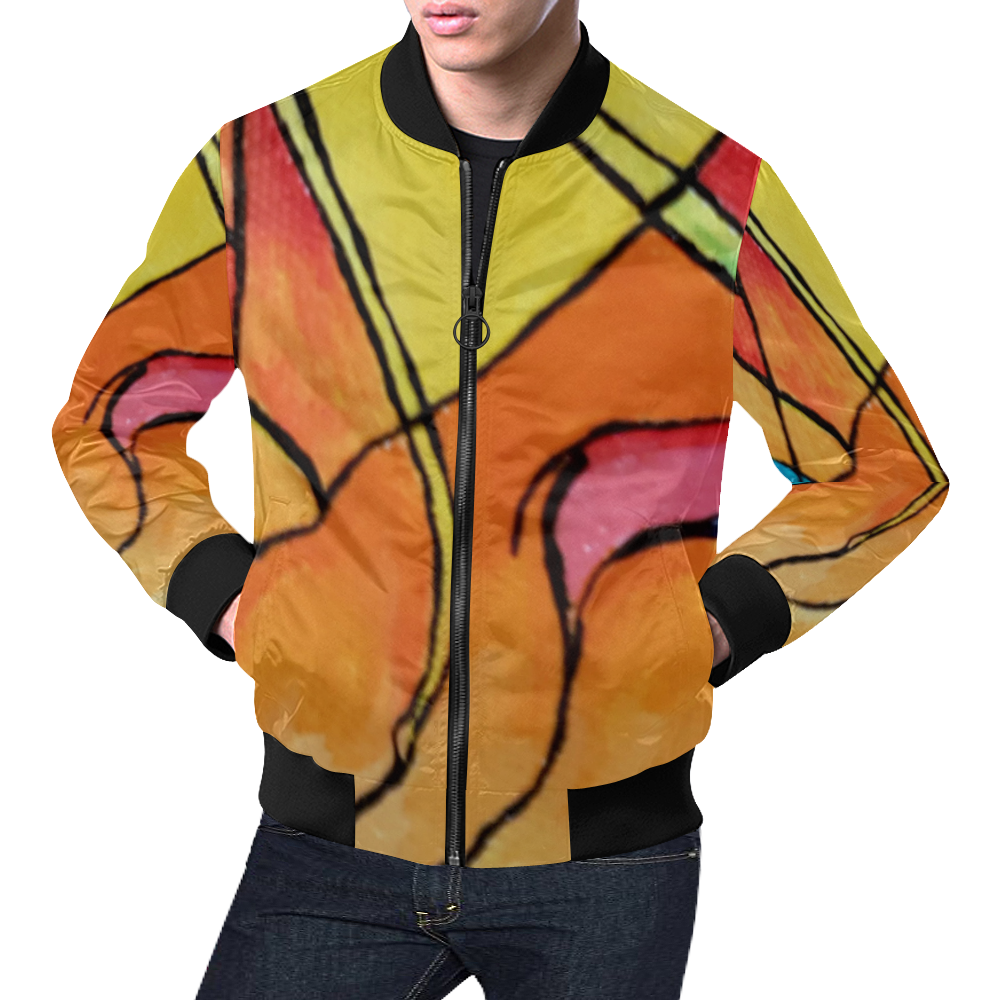 ABSTRACT All Over Print Bomber Jacket for Men/Large Size (Model H19)