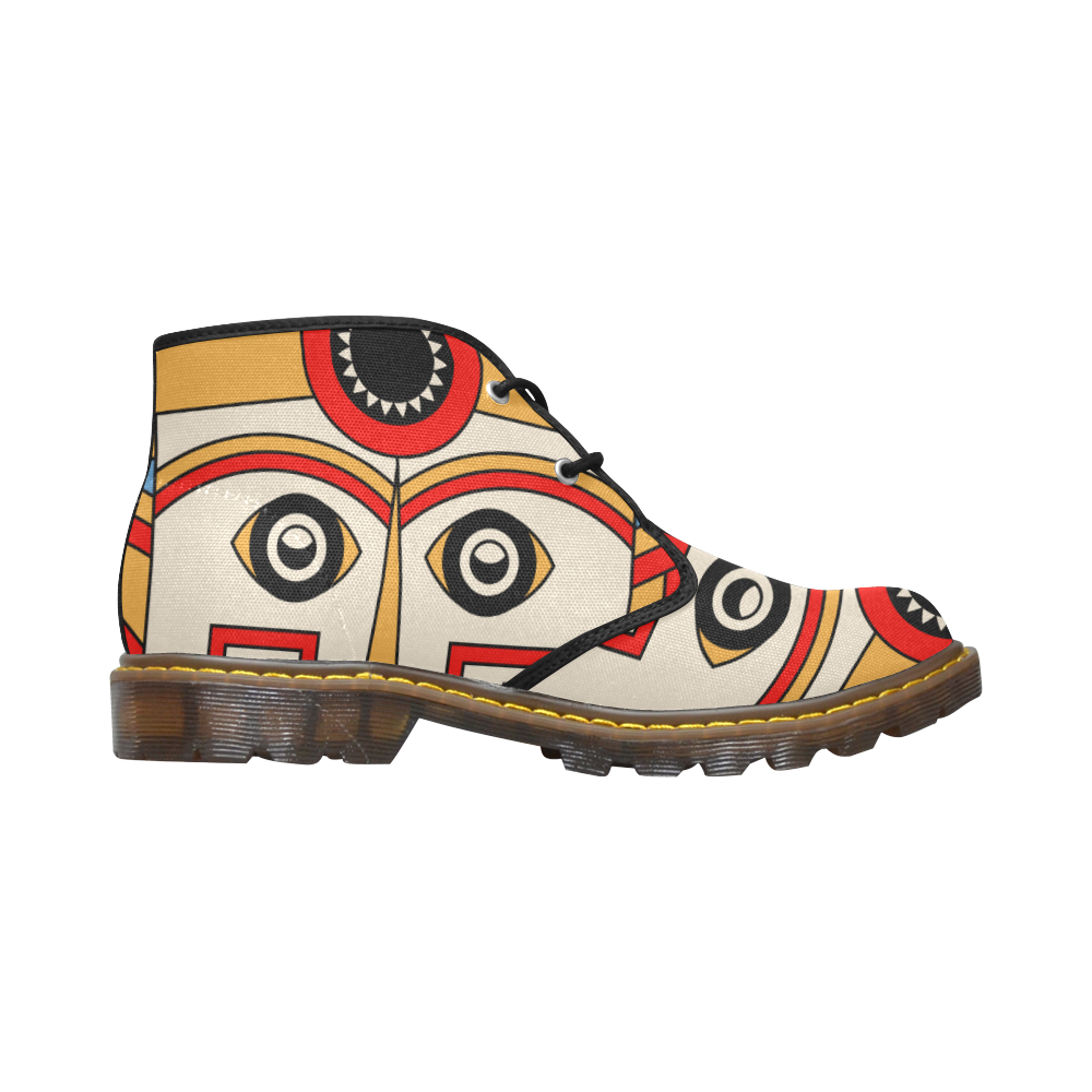 Aztec Religion Tribal Men's Canvas Chukka Boots (Model 2402-1)
