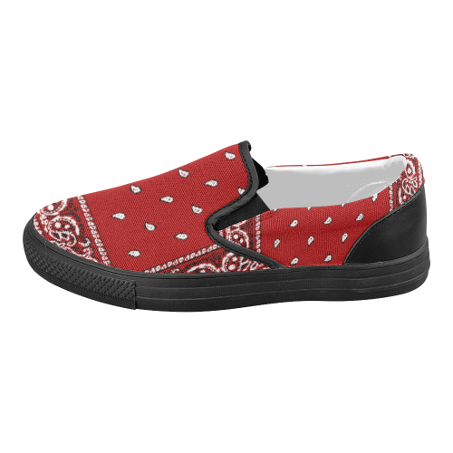 Red Bandana Women's Slip-on Canvas Shoes (Model 019)