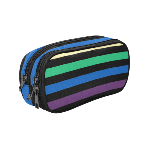 Rainbow Stripes with Black Pencil Pouch/Large (Model 1680)