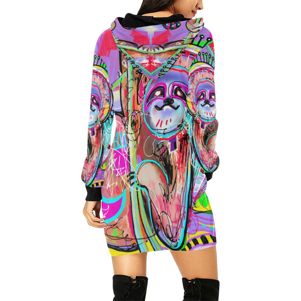 Sloth Art All Over Print Hoodie Mini Dress (Model H27)