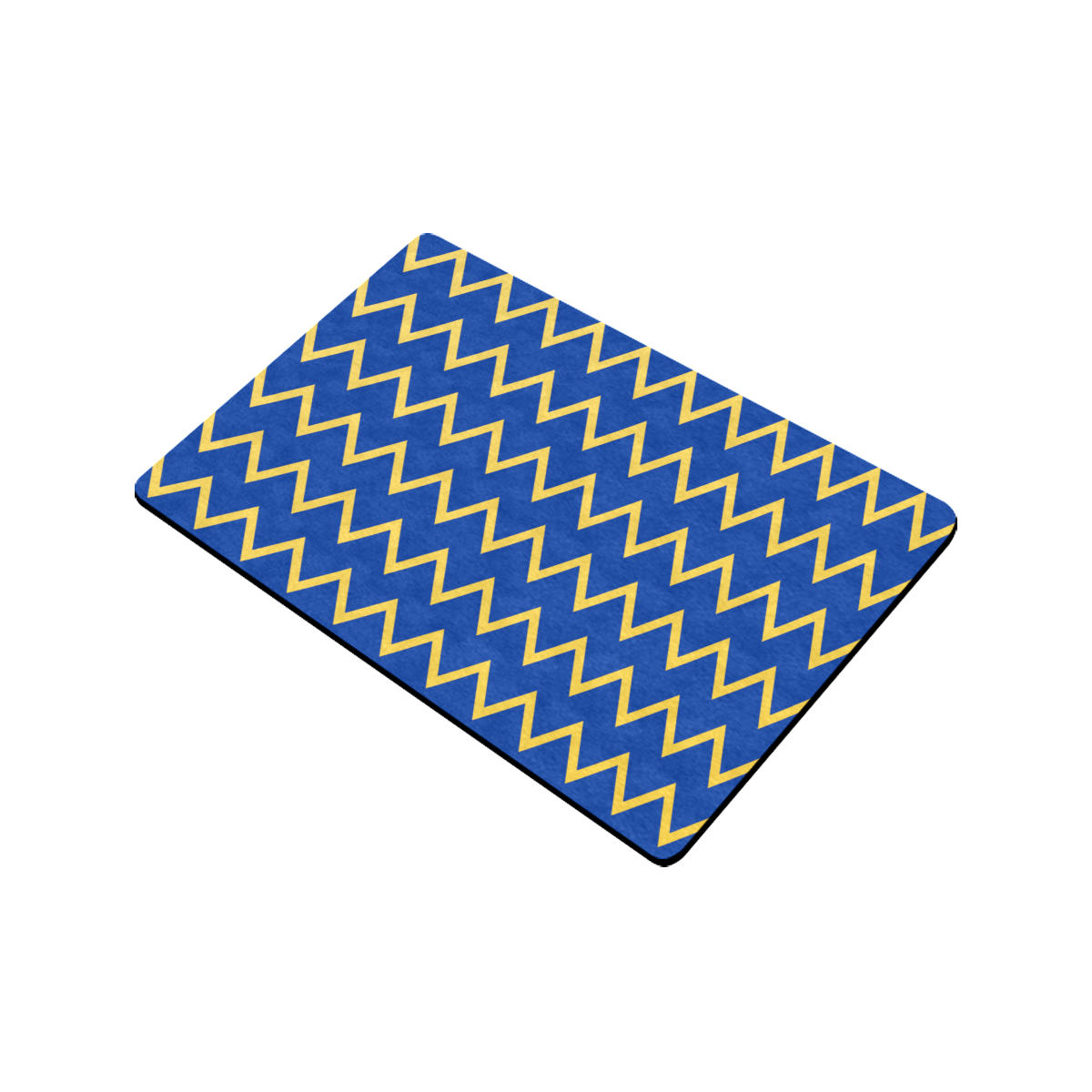 chevron Jaune/Bleu Doormat 24"x16" (Black Base)