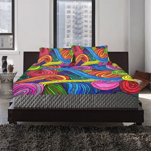 Psychedelic Lines 3-Piece Bedding Set