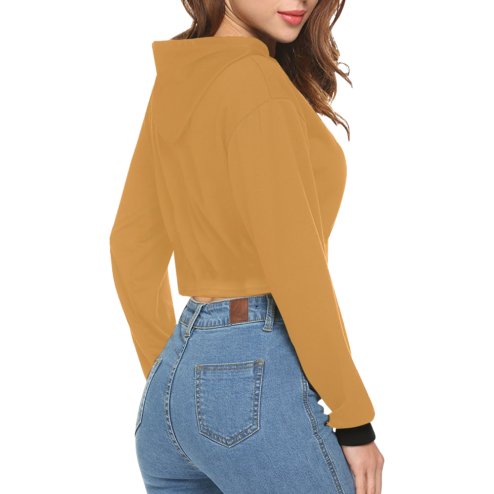 color butterscotch All Over Print Crop Hoodie for Women (Model H22)