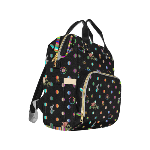 Rainbow Polka Multi-Function Diaper Backpack/Diaper Bag (Model 1688)