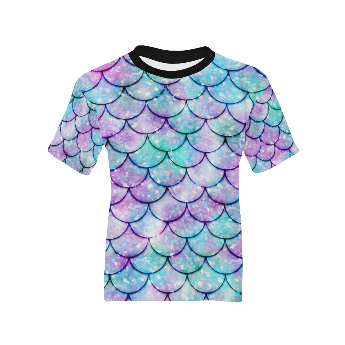 Mermaid SCALES light blue and purple Kids' All Over Print T-shirt (Model T65)