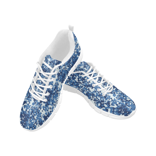 Digital Blue Camouflage Women's Breathable Running Shoes/Large (Model 055)