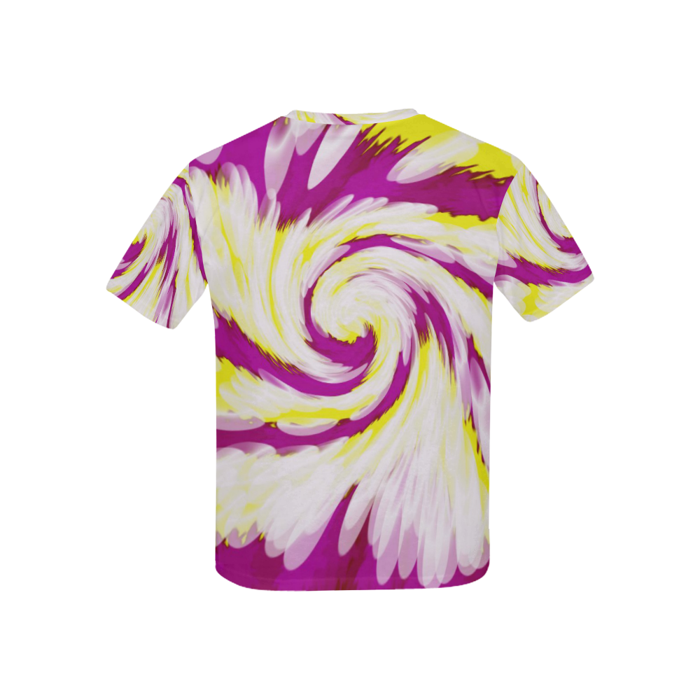 Pink Yellow Tie Dye Swirl Abstract Kids' All Over Print T-shirt (USA Size) (Model T40)