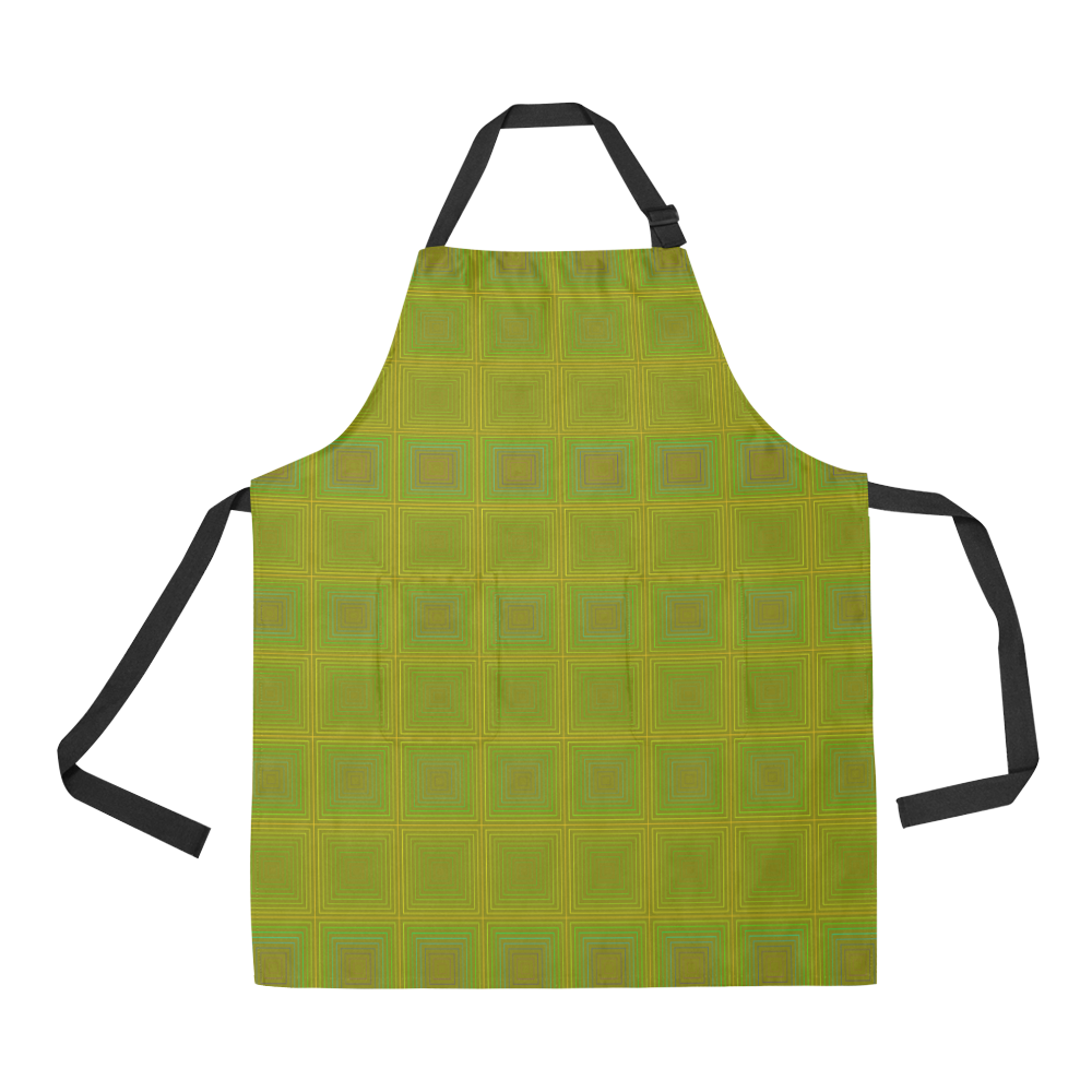 Olive green gold multicolored multiple squares All Over Print Apron