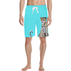 Rodger Leopard front print on Laguna blue Men's All Over Print Casual Shorts (Model L23)