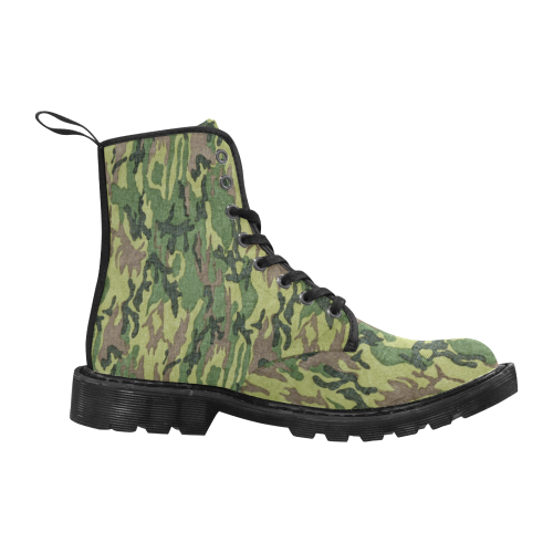 Military Camo Green Woodland Camouflage Martin Boots for Women (Black) (Model 1203H)