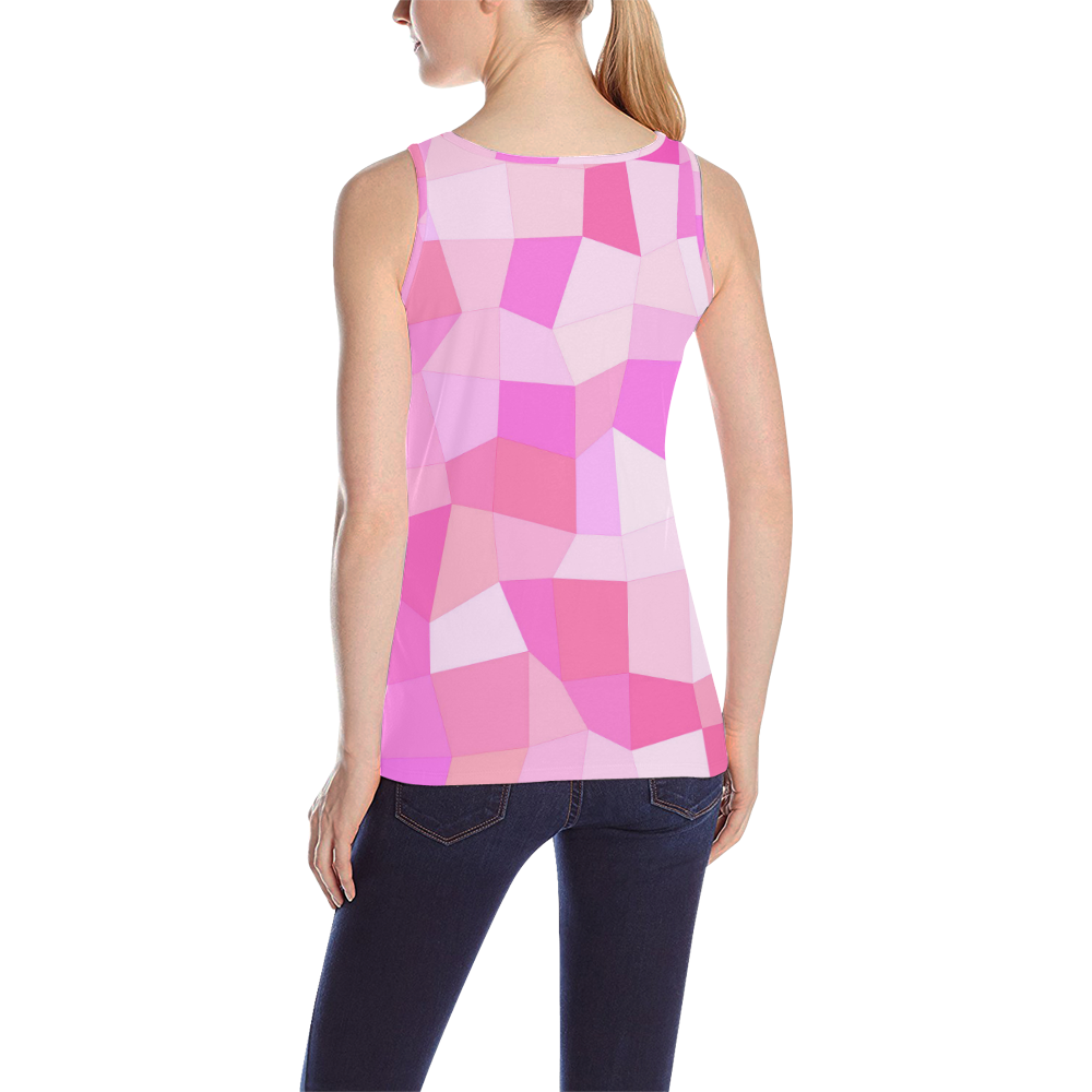Bright Pink Mosaic All Over Print Tank Top for Women (Model T43)