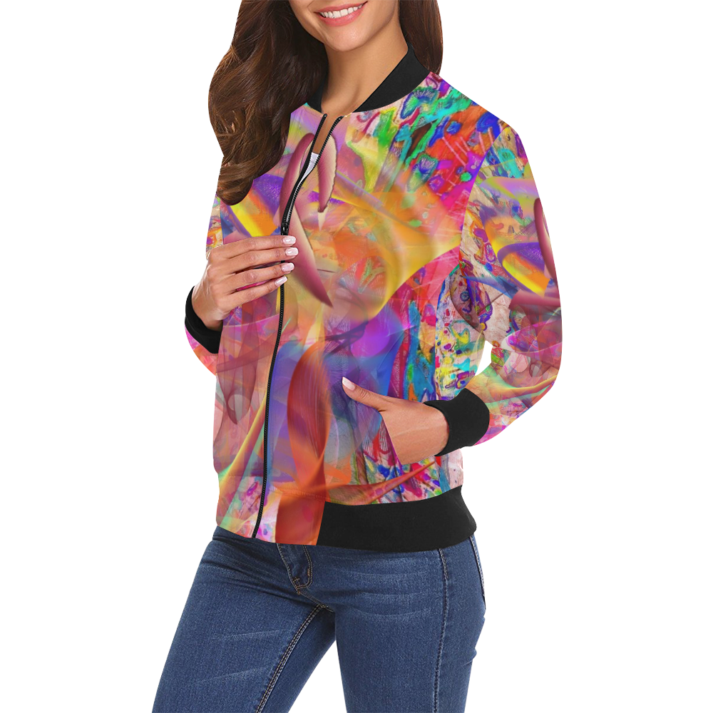 Batic by Nico Bielow All Over Print Bomber Jacket for Women (Model H19)
