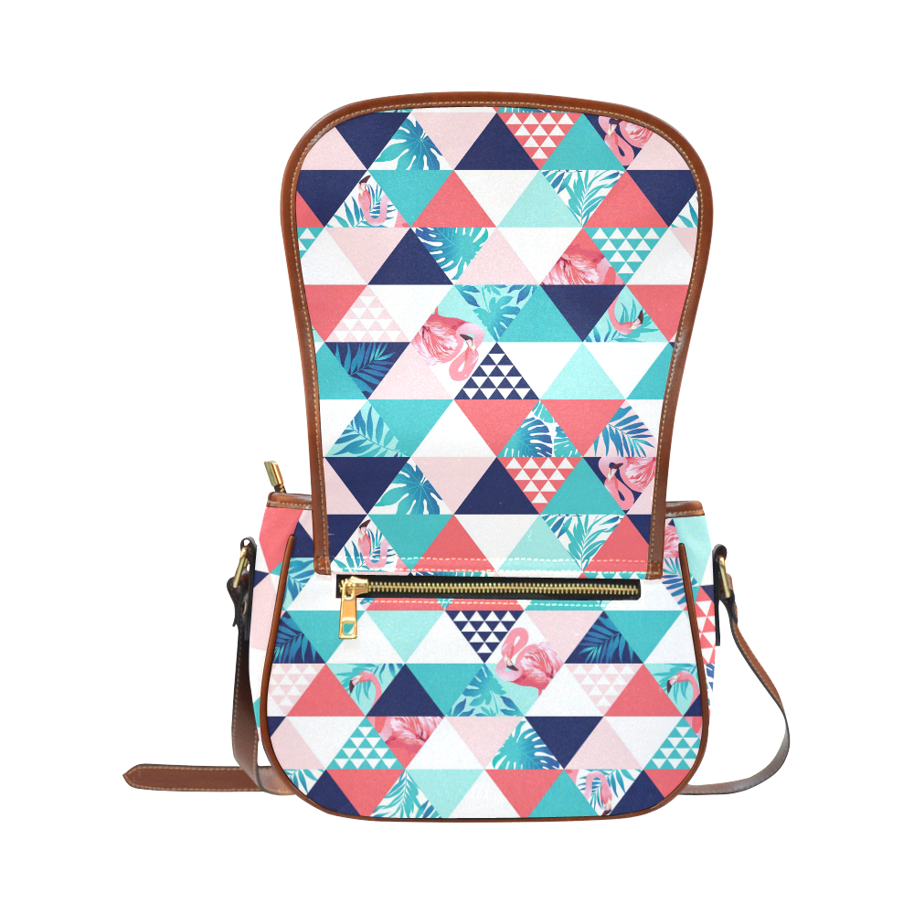 Flamingo Triangle Pattern Saddle Bag/Small (Model 1649) Full Customization