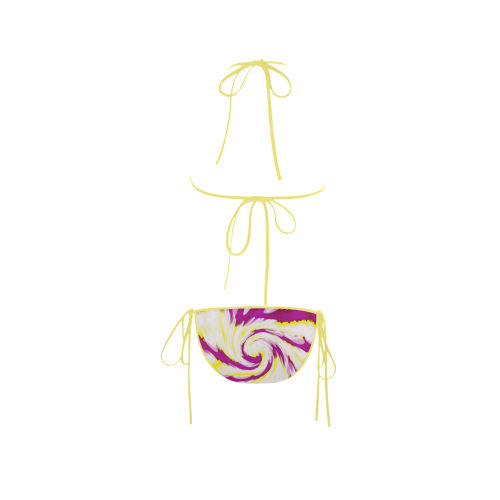 Pink Yellow Tie Dye Swirl Abstract Custom Bikini Swimsuit