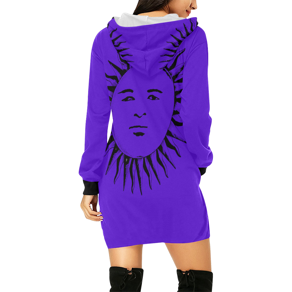 GOD Hoodie Dress Hot Purple All Over Print Hoodie Mini Dress (Model H27)