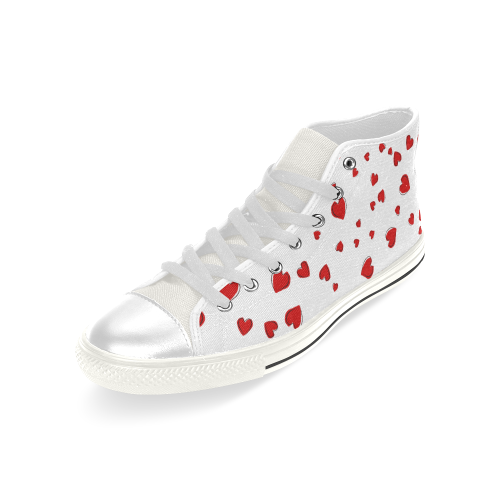 Red Hearts Floating on White Men’s Classic High Top Canvas Shoes (Model 017)
