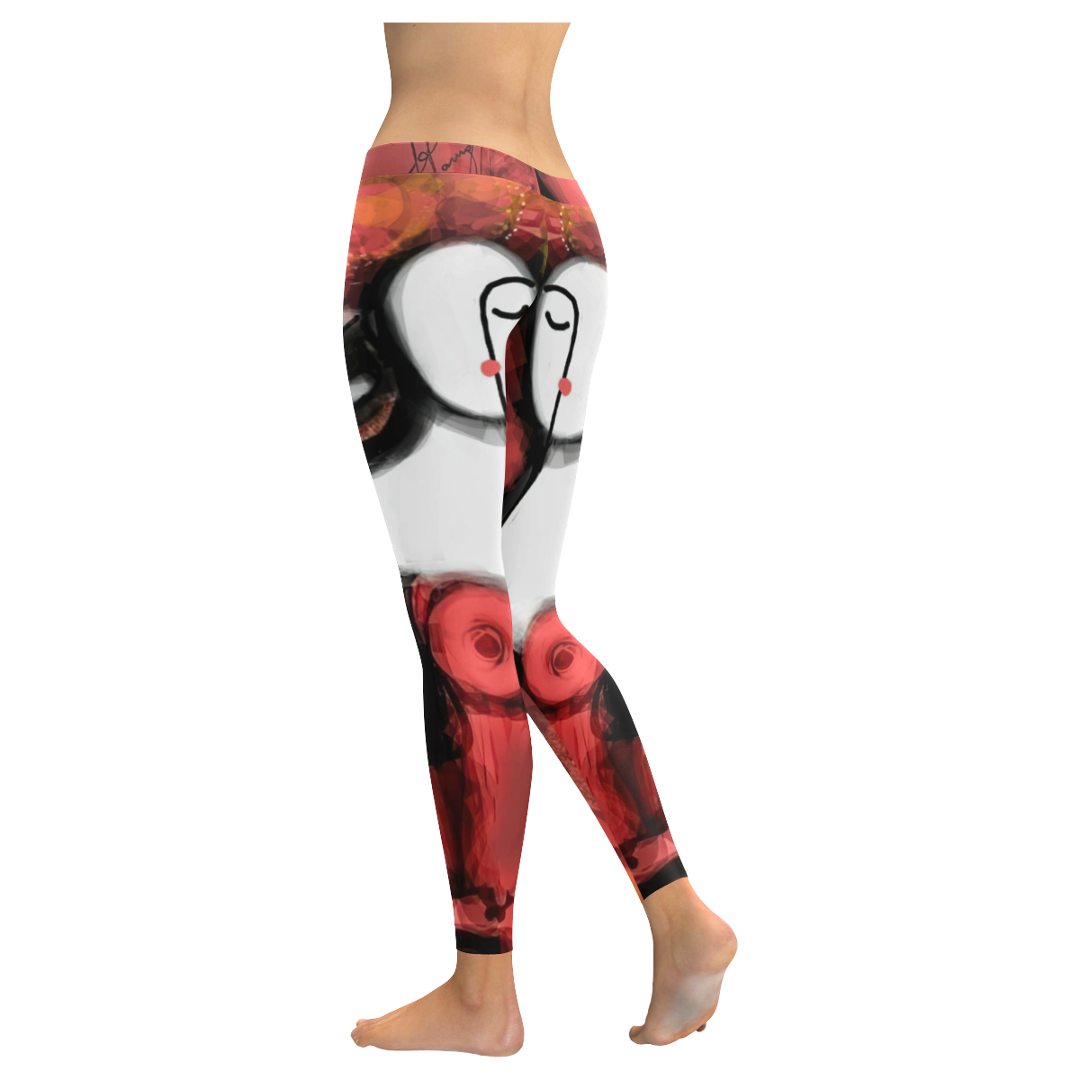 11516 - Lady in Red Women's Low Rise Leggings (Invisible Stitch) (Model L05)