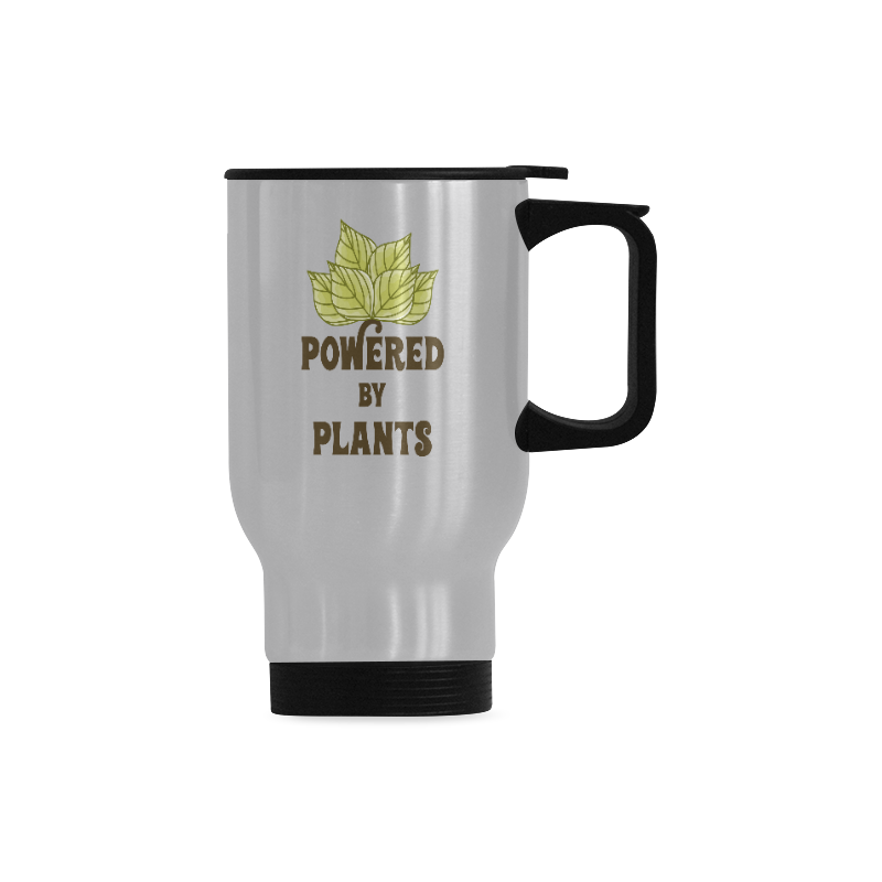 Powered by Plants (vegan) Travel Mug (Silver) (14 Oz)