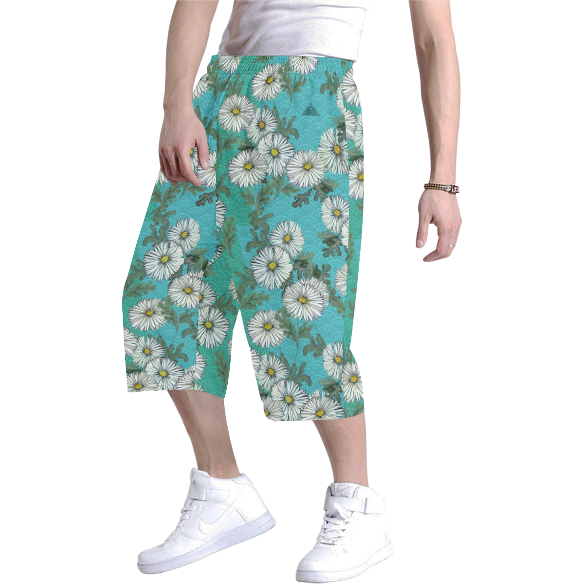 The Lowest of Low Daisies Mediterranean Men's All Over Print Baggy Shorts (Model L37)
