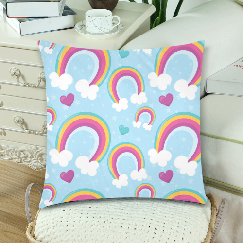 Rainbow Sky Custom Zippered Pillow Cases 18"x 18" (Twin Sides) (Set of 2)