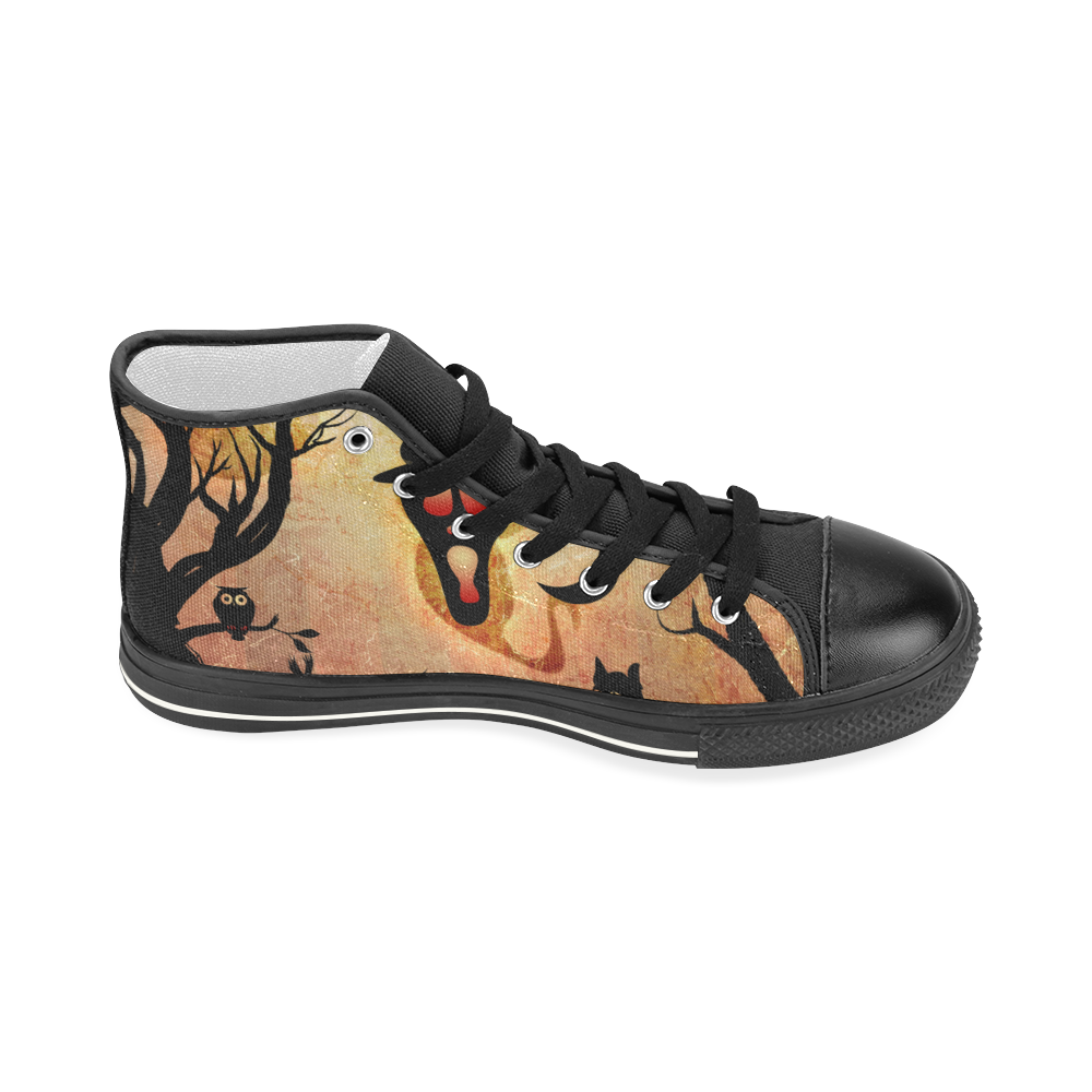 Funny halloween design Women's Classic High Top Canvas Shoes (Model 017)