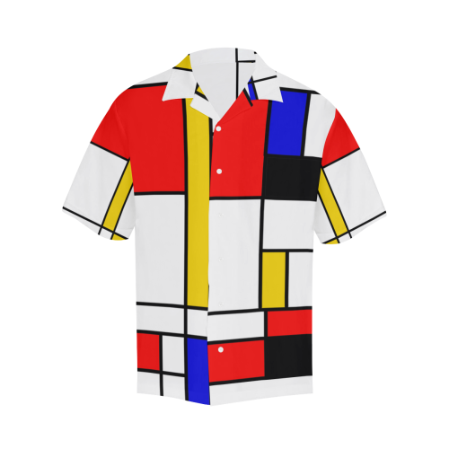 Bauhouse Composition Mondrian Style Hawaiian Shirt (Model T58)