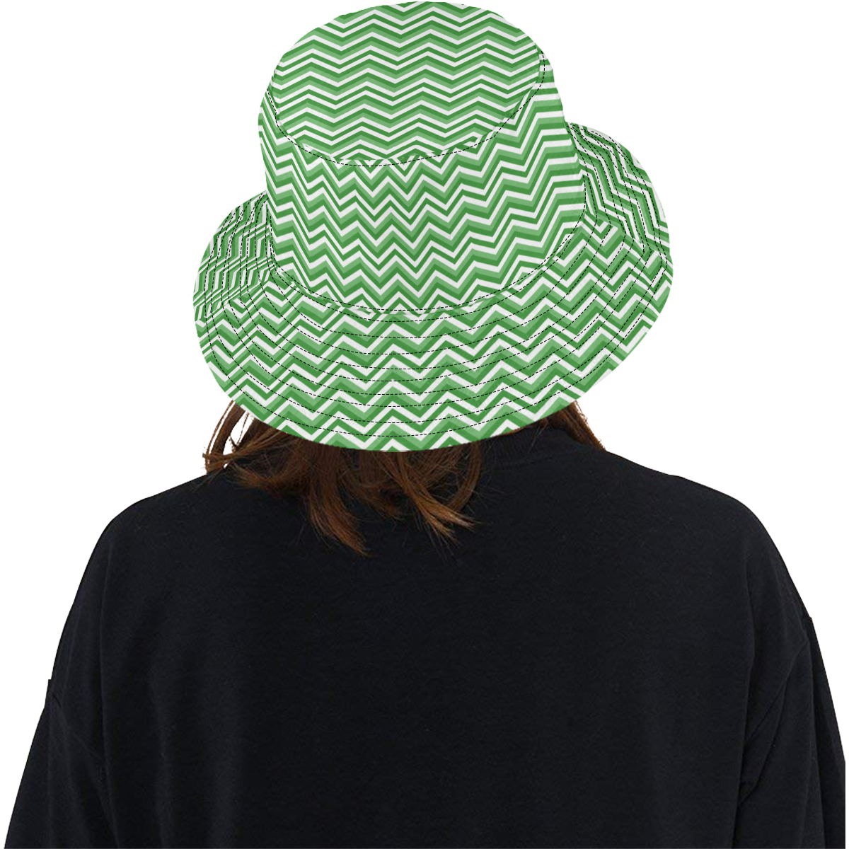 Green Chevron All Over Print Bucket Hat